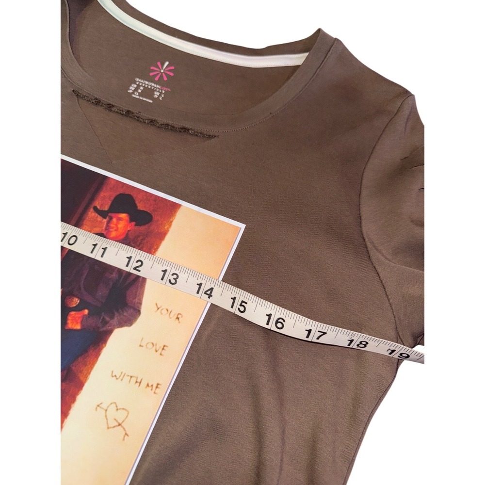 George Strait Fringe Brown Cut Long Sleeve Country Western Shirt Ladies M - Picture 4 of 6